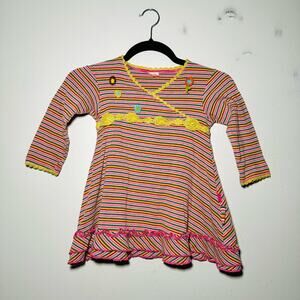 Shilav Girls Crochet Striped Long Sleeve Dress Size 4
